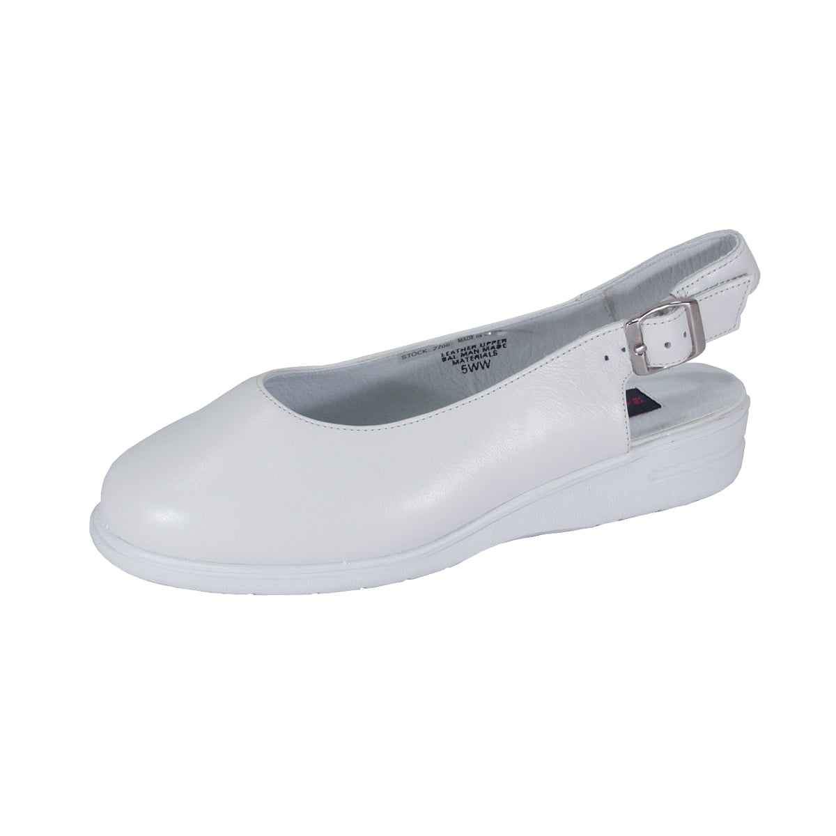 24 HOUR COMFORT Lucille Wide Width Closed Toe Leather Slingback WHITE 6