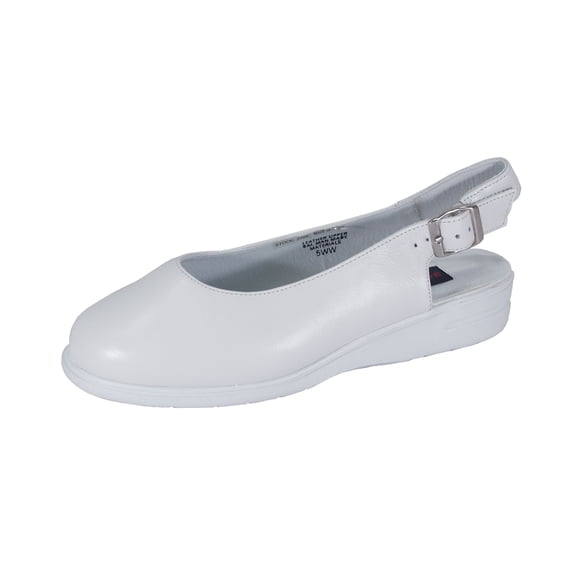 24 HOUR COMFORT Lucille Wide Width Closed Toe Leather Slingback WHITE 7