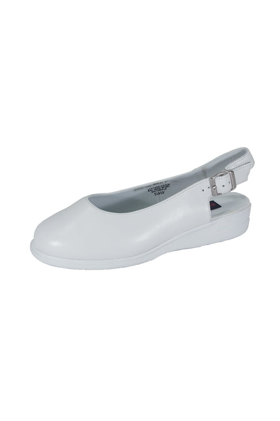 Lucille Wide Width Closed Toe Leather Slingback WHITE 7