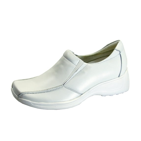 24 HOUR COMFORT Malia Wide Width Casual Leather Slip-On Shoes WHITE 12