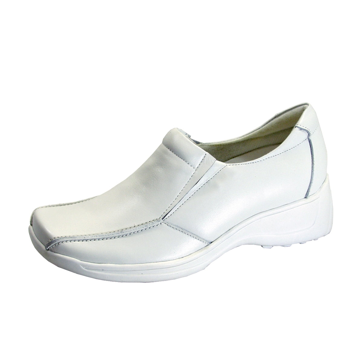 24 HOUR COMFORT Malia Wide Width Casual Leather Slip-On Shoes WHITE 5