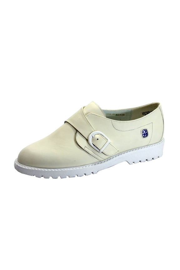 May Women's Wide Width Leather Shoes OFF-WHITE 6.5