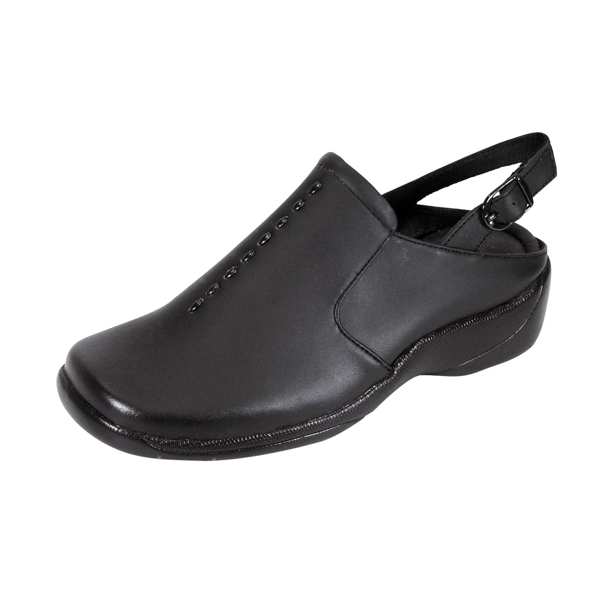 24 HOUR COMFORT Myra Wide Width Comfort Clogs For Work and Casual Attire BLACK 10