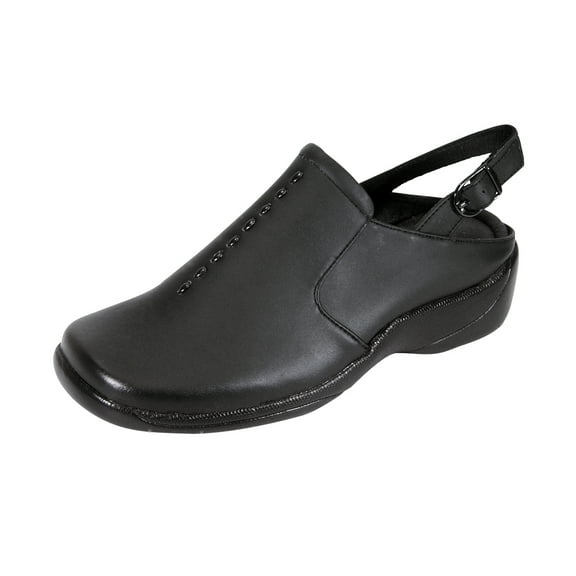 24 HOUR COMFORT Myra Wide Width Comfort Clogs For Work and Casual Attire BLACK 8