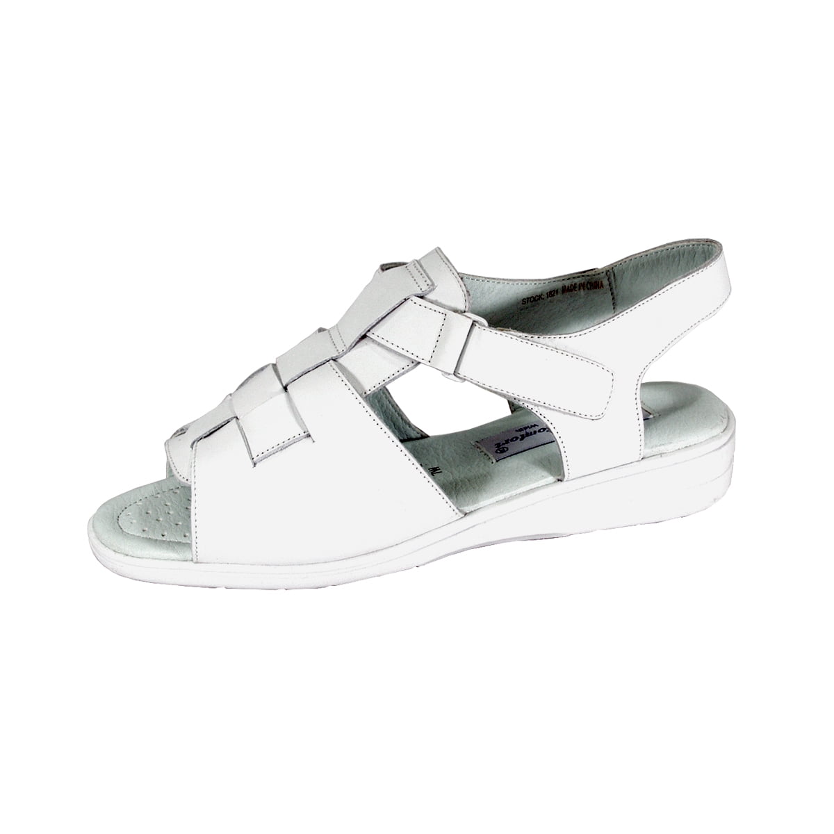 24 HOUR COMFORT Pauline Wide Width Cushioned T-Strap Leather Sandals WHITE 10