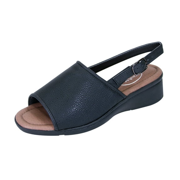 24 HOUR COMFORT Sally Women Extra Wide Width Open-Toe Slingback Buckle Open Back BLACK 7.5