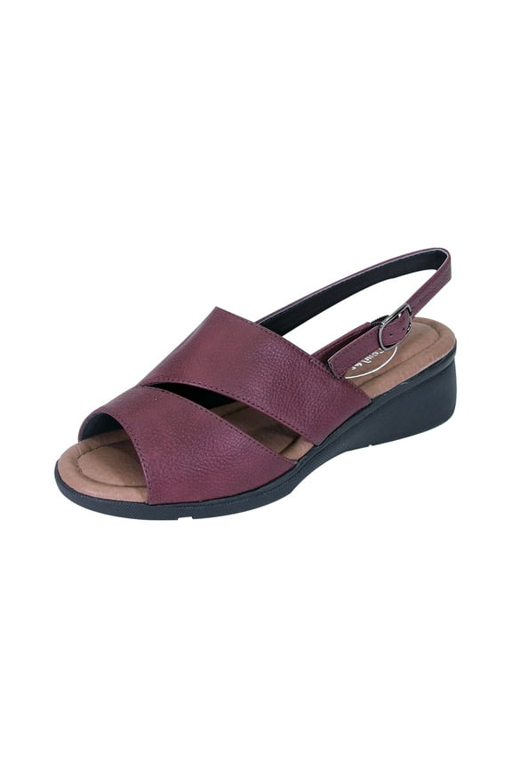 Sally Women Extra Wide Width Open-Toe Slingback Buckle Open Back RED 7