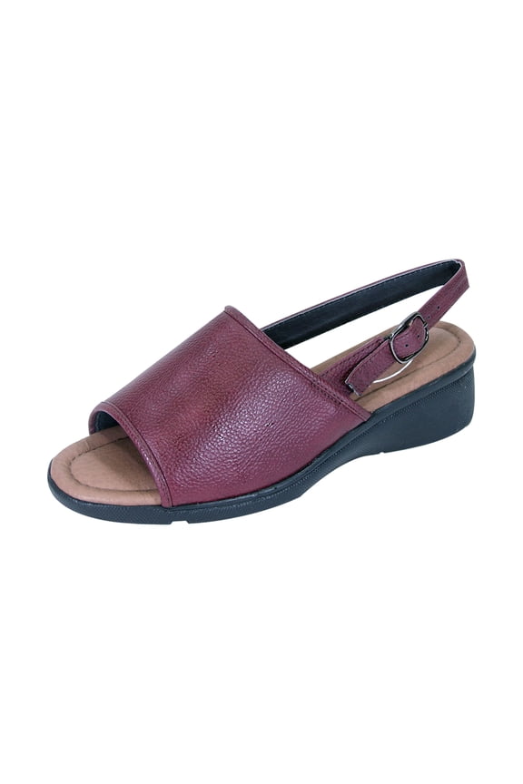 Sally Women Extra Wide Width Open-Toe Slingback Buckle Open Back RED 8