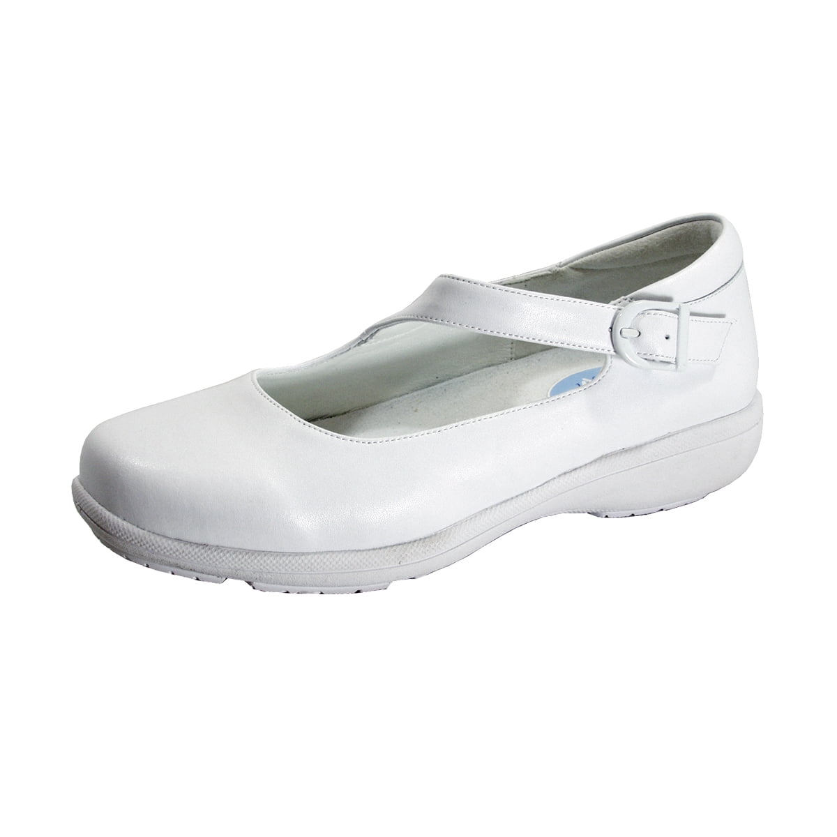 24 HOUR COMFORT Shea Women's Wide Width Leather Loafers with Buckle WHITE 10