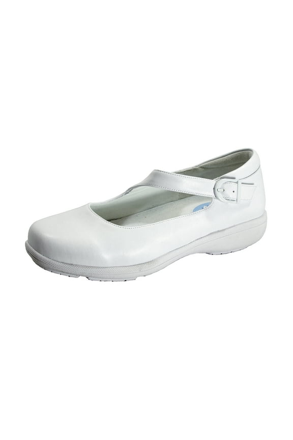 Shea Women's Wide Width Leather Loafers with Buckle WHITE 10