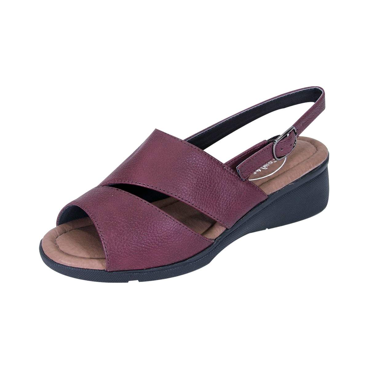 24 HOUR COMFORT Sierra Women Wide Width Dressy Slit Upper Slingback Buckle Sandal RED 9