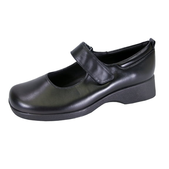 24 HOUR COMFORT Sky Women Wide Width Leather Mary Jane Style Shoes BLACK 6