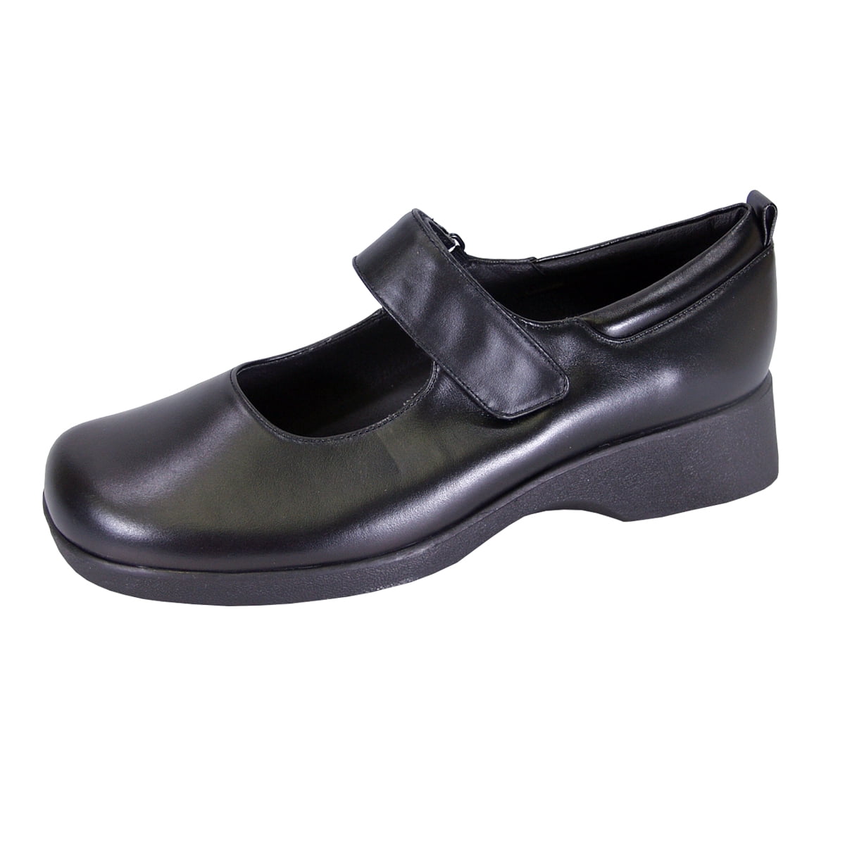 24 HOUR COMFORT Sky Women Wide Width Leather Mary Jane Style Shoes BLACK 8.5