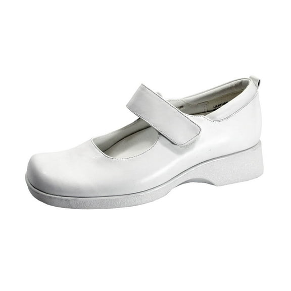 24 HOUR COMFORT Sky Women's Wide Width Leather Mary Jane Shoes WHITE 5