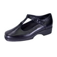 thumbnail image 1 of 24 HOUR COMFORT Tracy Wide Width Durable Cushioned T-Strap Leather Shoes BLACK 6.5, 1 of 6