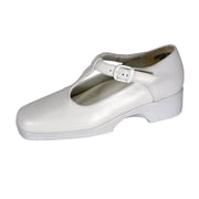 24 HOUR COMFORT Tracy Wide Width Durable Cushioned T-Strap Leather Shoes WHITE 5