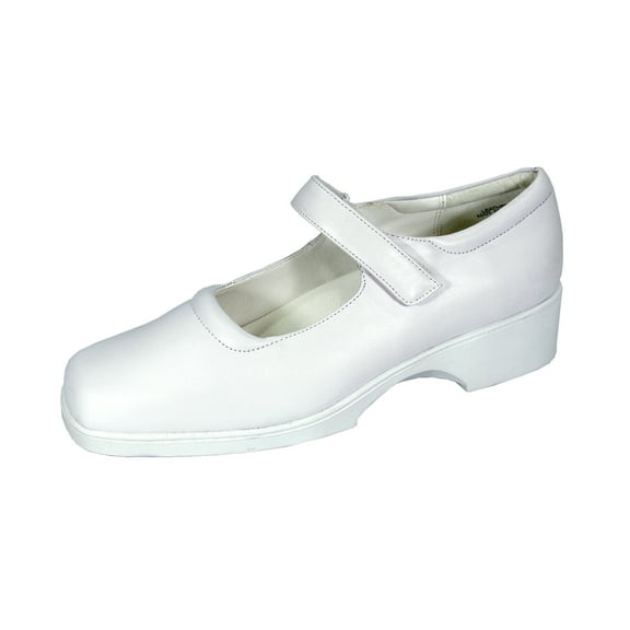 24 HOUR COMFORT Uma Women Wide Width Leather Mary Jane Style Shoes WHITE 5.5
