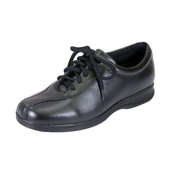 24 HOUR COMFORT Valerie Wide Width Classic Oxford Lace-up Shoes BLACK 10.5