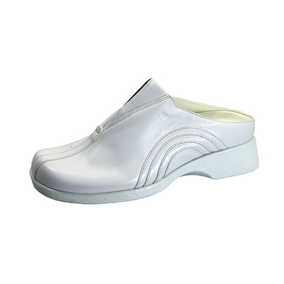 24 HOUR COMFORT Yasmin Women's Wide Width Leather Clogs WHITE 5