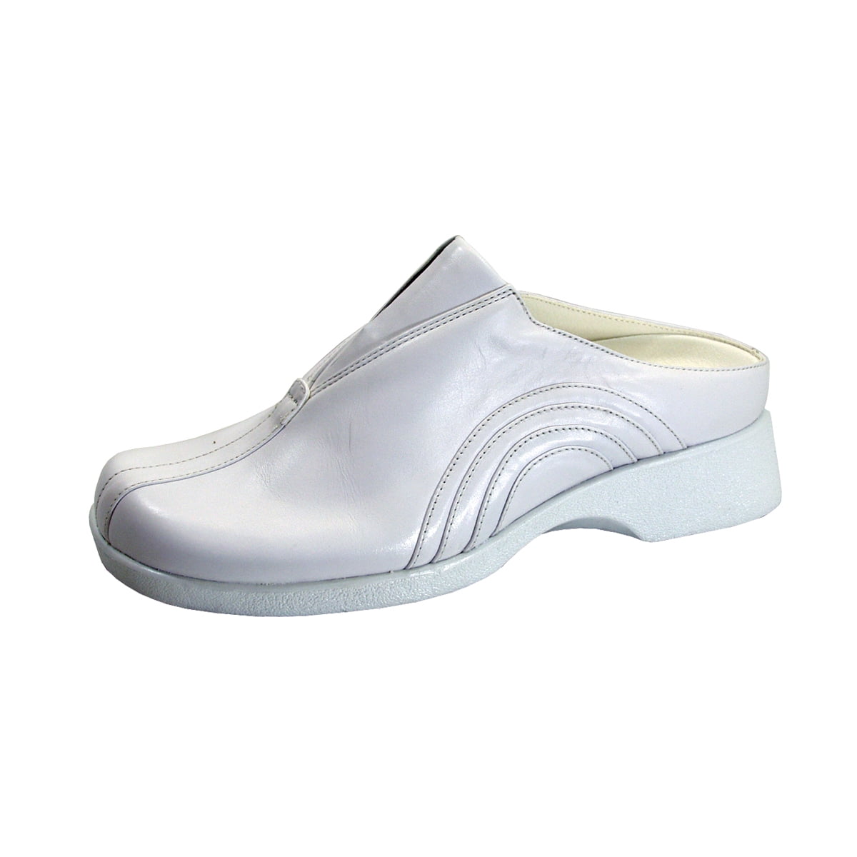 24 HOUR COMFORT Yasmin Women's Wide Width Leather Clogs WHITE 7.5