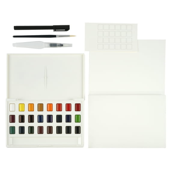 24 Half Pans Watercolor Paint Starter Set by Artist's Loft