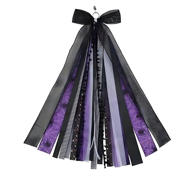 24" Halloween Fall Ribbon Bow Pendants, Large Multi-Layered Fall Wreath Bow with Long Streamers Halloween Decorations, Spooky Ghost Pumpkin Front Door Decor