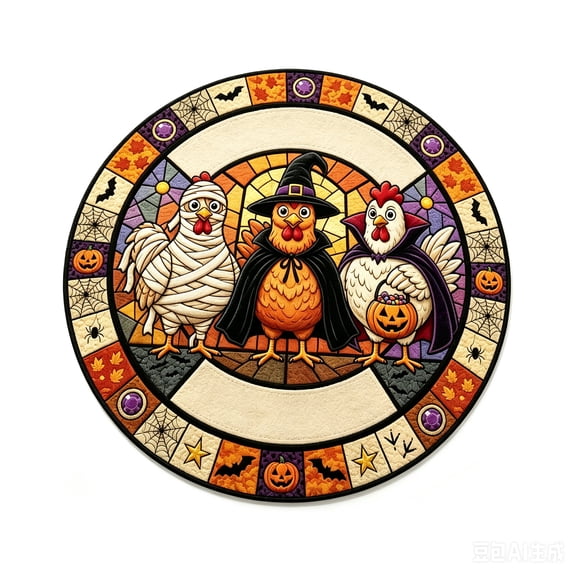 24" Halloween Round Area Rug Soft Faux Cashmere Non-Slip Floor Mat for Bedroom Living Room Festive Home Decor