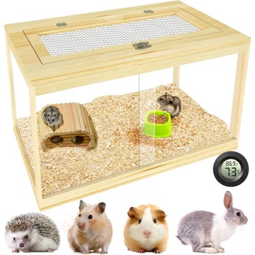 Mcage 3-Tier Blue Acrylic Small Animal Cage, 16"L X 11"W X 21"H, Solid Level Sparkle Clear Habitat For Dwarf Hamsters, Mice, Gerbils