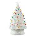 24" Hand Painted Ceramic Christmas Tree, White PreLit Tree with 148