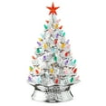 thumbnail image 1 of 24" Hand Painted Ceramic Christmas Tree, Silver  Pre-Lit Tree with 148 Multi Color Lights and 2 Star Toppers, 1 of 7