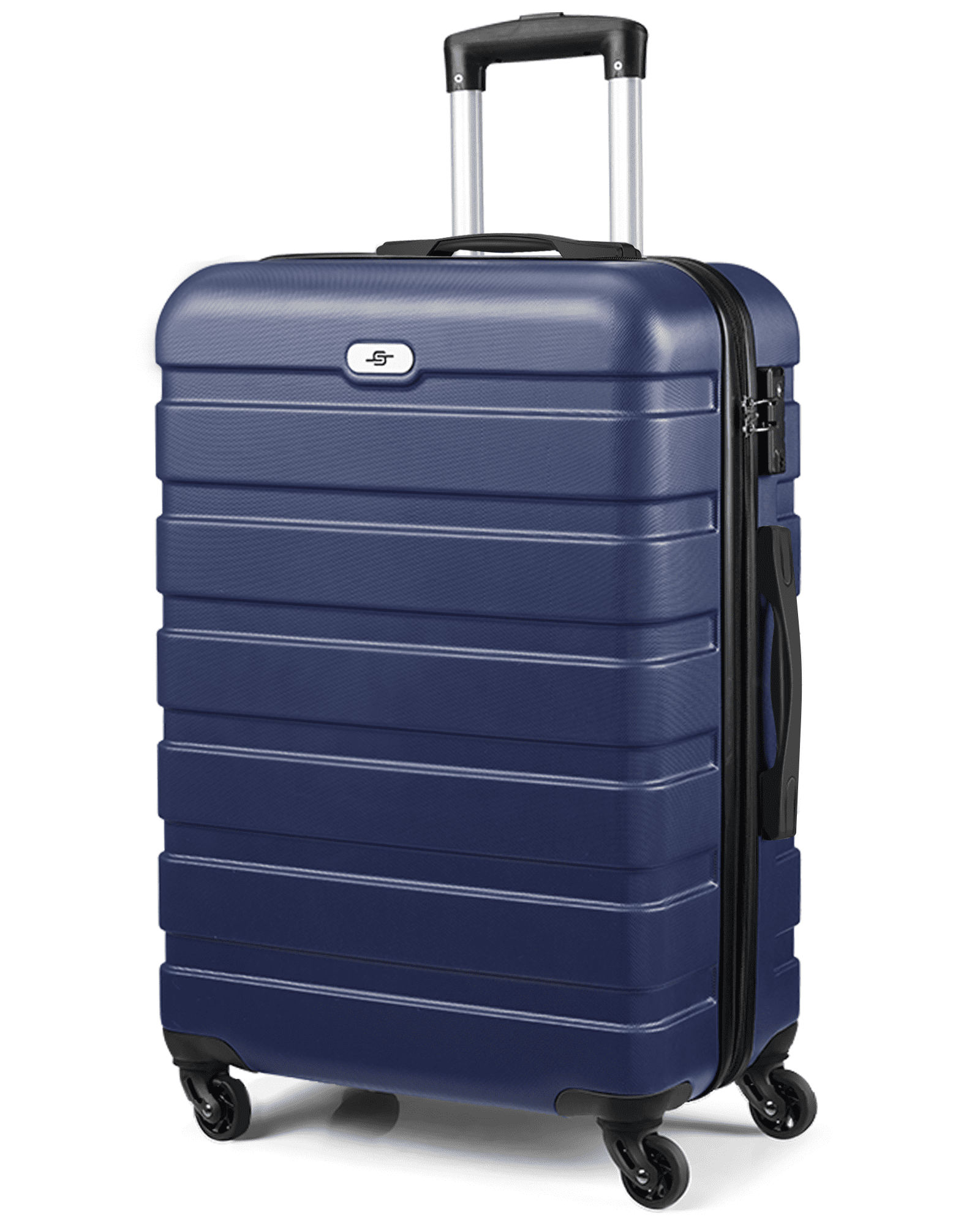 28 Hardside Luggage, Checked Suitcase with TSA Lock Spinner Wheels, Bright  Blue 