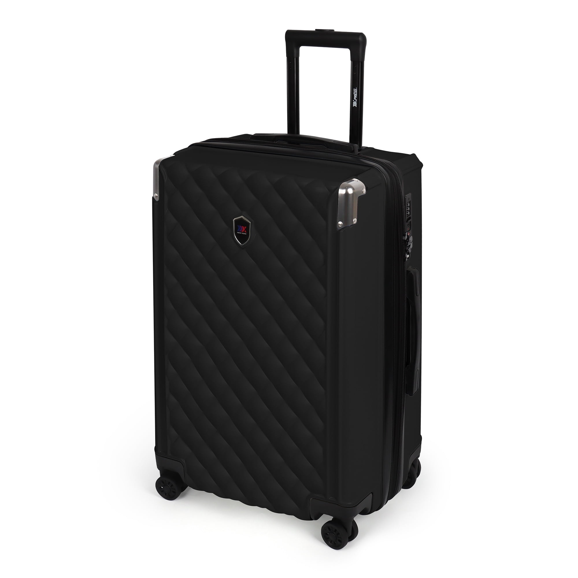 New York Xpress 24" Hardside Checked Luggage, Lightweight Expandable Suitcase with Spinner Wheels and TSA Lock, Black - WD576