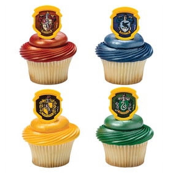 24 Harry Potter Hogwarts Houses Cupcake Cake Ring Birthday Party Favor  Toppers 