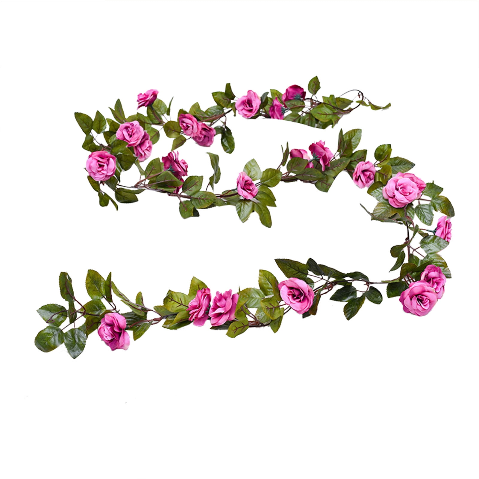 24-Head Artificial Rose Vine Garland, 6.9ft Fake Silk Hanging Vine ...