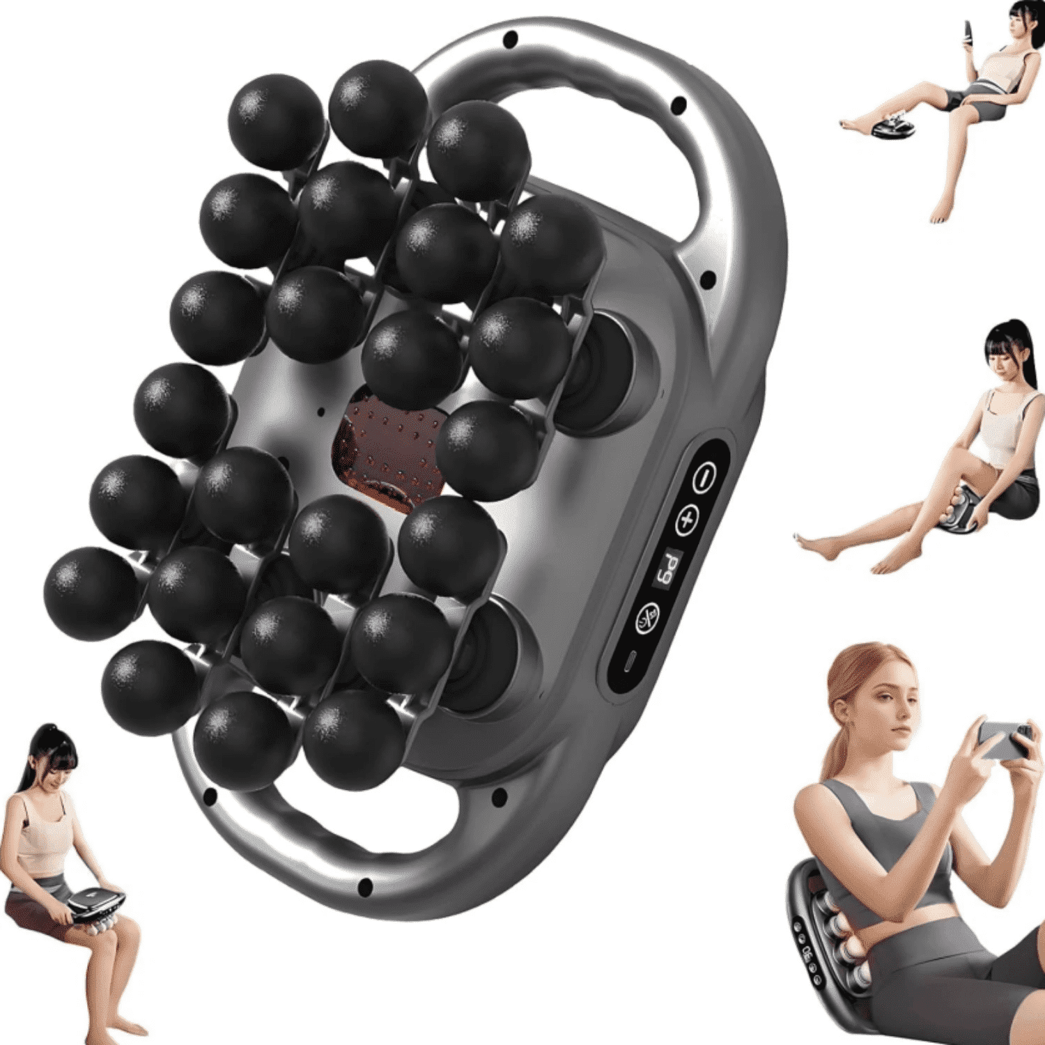 24-Head Massage Gun Set Deep Muscle Relaxation Massager Multi-Mode Multi-Speed Settings Suitable for Shoulders, Neck, Back, Waist, Legs & Whole Body Black Fascia Gun