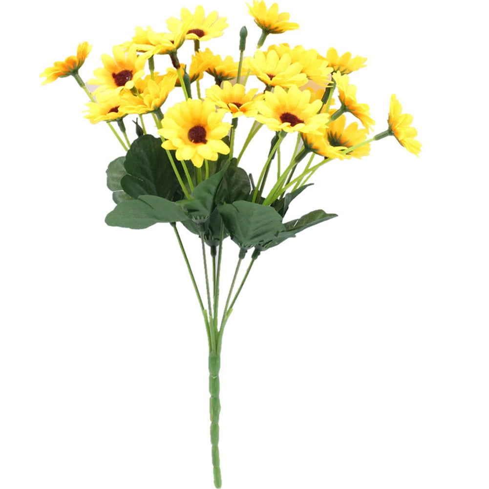 24 Heads Artificial Sunflower Fake Flowers Daisy Bouquet for Wedding ...