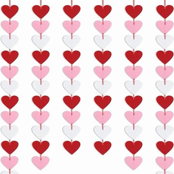 24 Heart Garland Red & Pink- Valentines Day Decoration, Hanging Hearts, Valentines Day Banner, Hanging Valentines Garland, Valentine's Day Decorations, Large Heart Valentines（NO DIY）