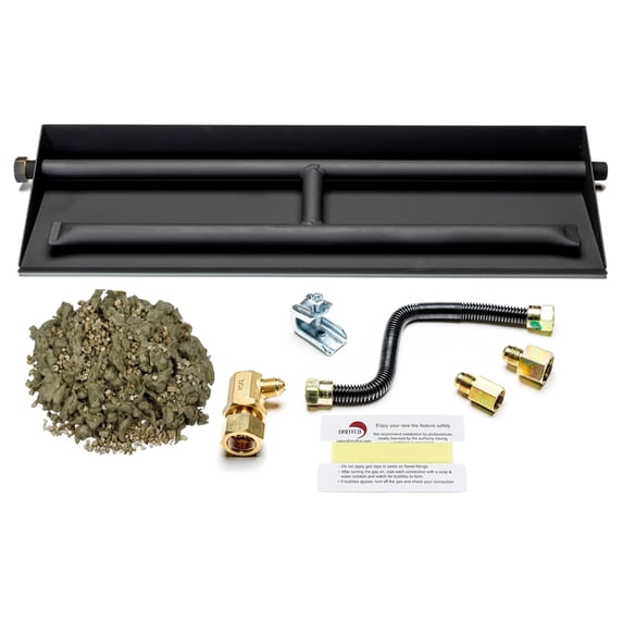 24" Heavy-Duty Dual Row Gas Burner with Connection Kit for Vented LP Gas Fireplace