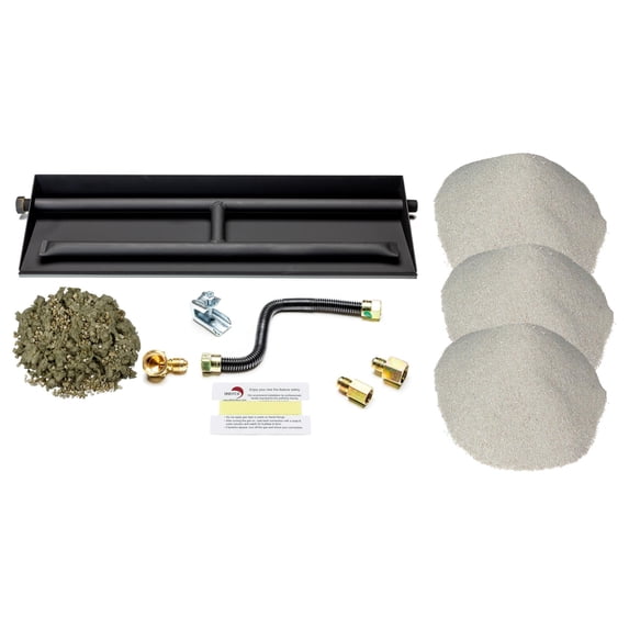 24" Heavy-Duty Dual Row Gas Burner with Deluxe Kit for Vented NG Gas Log Fireplace