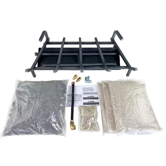 24" Heavy-Duty Dual Row Gas Burner with Pro Kit for Vented NG Gas Log Fireplace