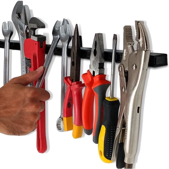 HMMAGNETS 24" Heavy-Duty Magnetic Tool Holder & Garage Tool Organizer, Steel Wall-Mount Magnet Bar