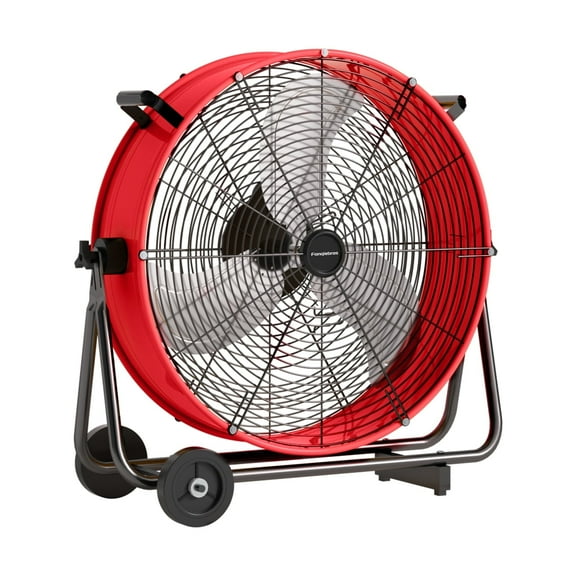 24" Heavy Duty Metal Drum Fan, 8800 CFM High Velocity Floor Fan, 3-Speed, 360° Adjustable Tilting Movable Industrial Drum fan for Commercial, Residential, Warehouse, Patio, Shop, Garage, Barn