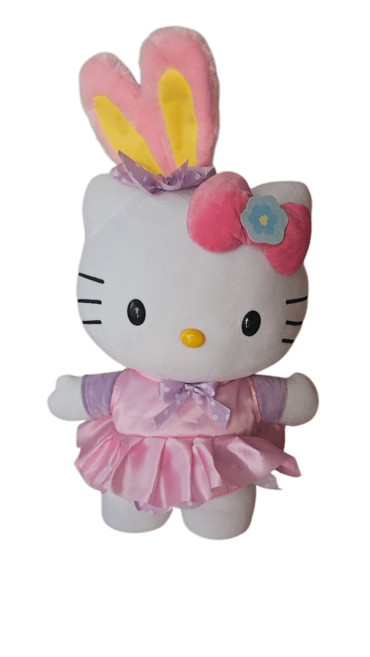 24" Hello Kitty Easter Bunny Porch Greeter With Pink Dress