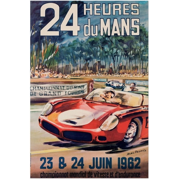 24 Heures Le Mans - 1962 - Vintage Racing Poster (12x18Inches)