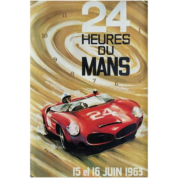 24 Heures Le Mans - 1963 - Vintage Racing Poster (12x18Inches(Black-Framed))