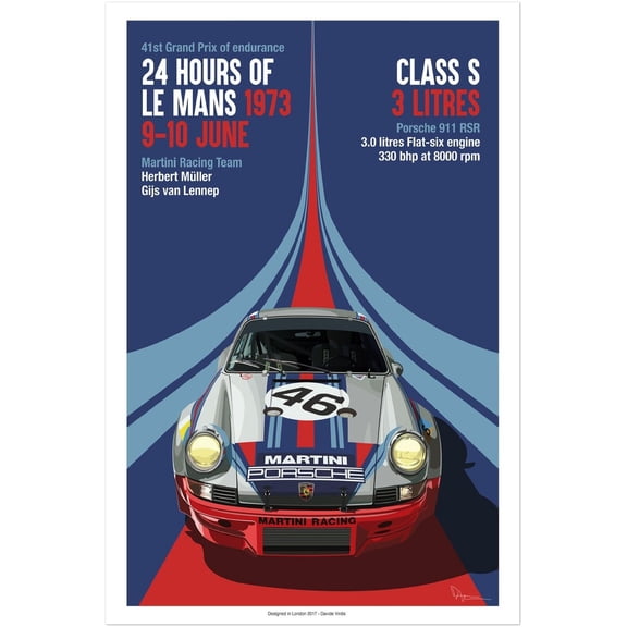 24 Heures Le Mans - 1973 - Vintage Auto Racing Poster (11x17Inches)