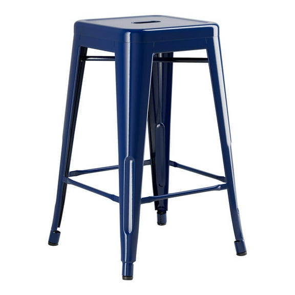 24" High Sapphire Metal Backless Counter Height Stool For Indoor or Outdoor Use