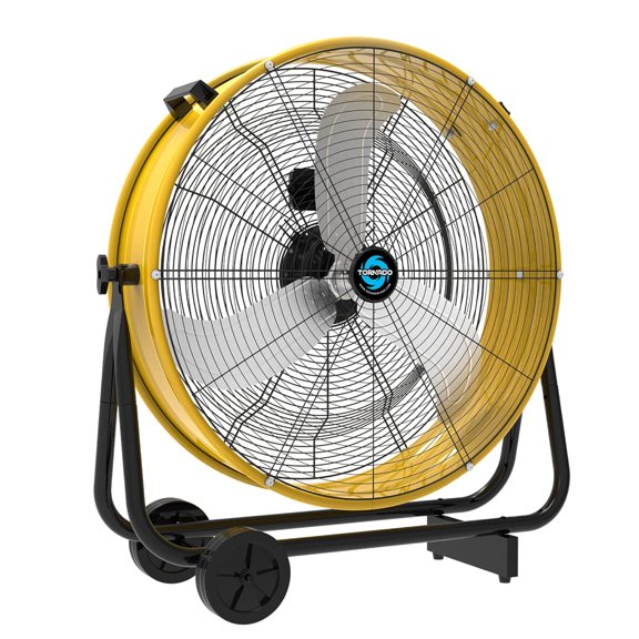 24" High Velocity Drum Fan - Heavy Duty Metal Fan for Commercial & Industrial Use, 7700 CFM, 3 Speeds, 1/3 HP, 8 FT Cord, ETL Safety Listed