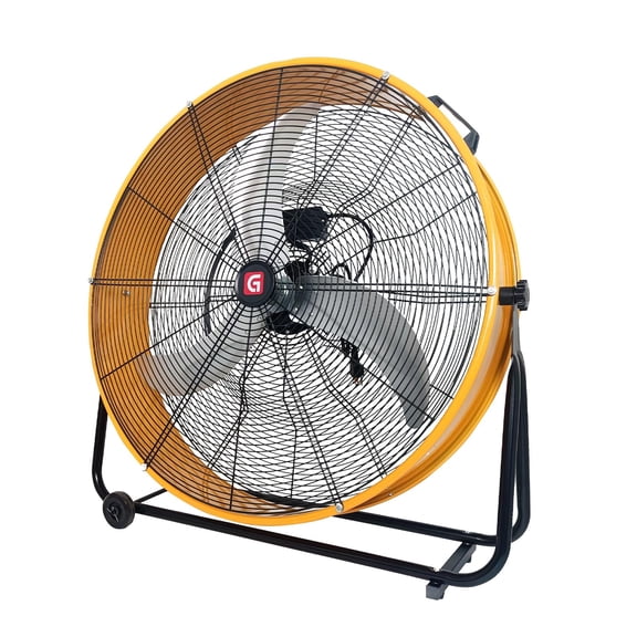 24" High Velocity Industrial Drum Fan, 8800 CFM Heavy Duty Floor Fan with 3-Speed & 360° Tilt for Workshop, Garage, Gym, Warehouse