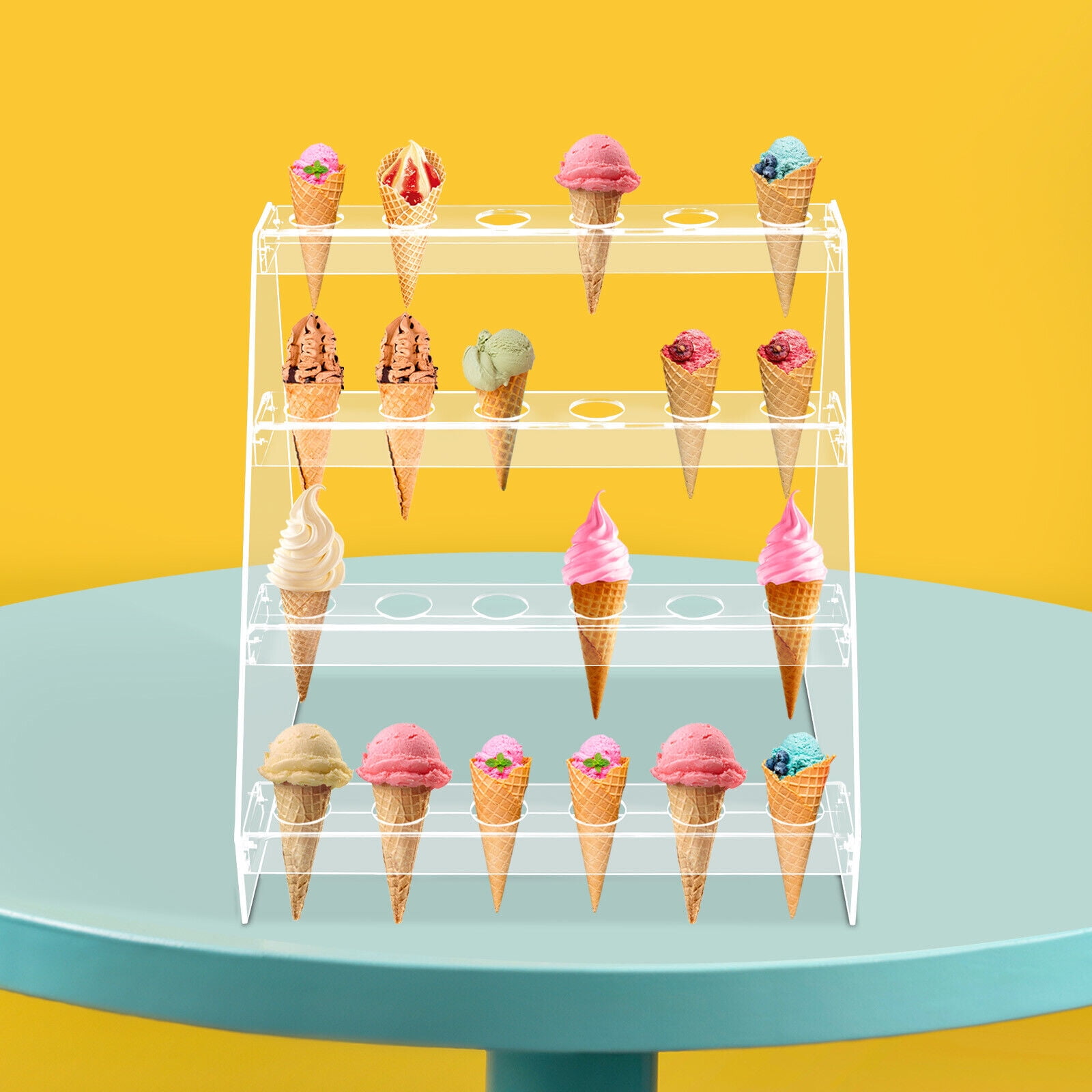 24 Hole Ice Cream Cone Holder Acrylic Display Rack Clear Event Ice ...
